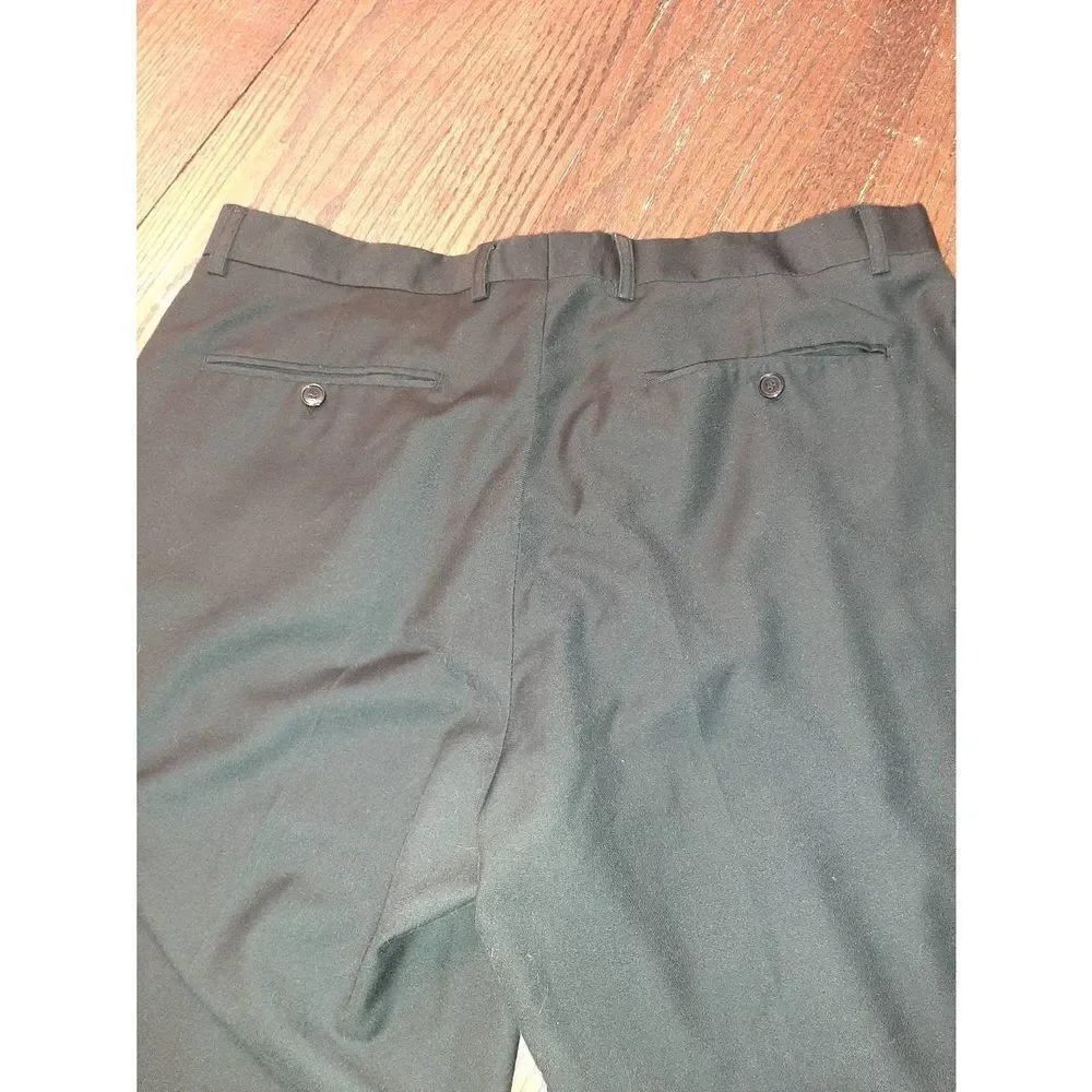38x27 Vinci Black Flat Front Pleated Leg High-Waist Pants Handled by Waterproof